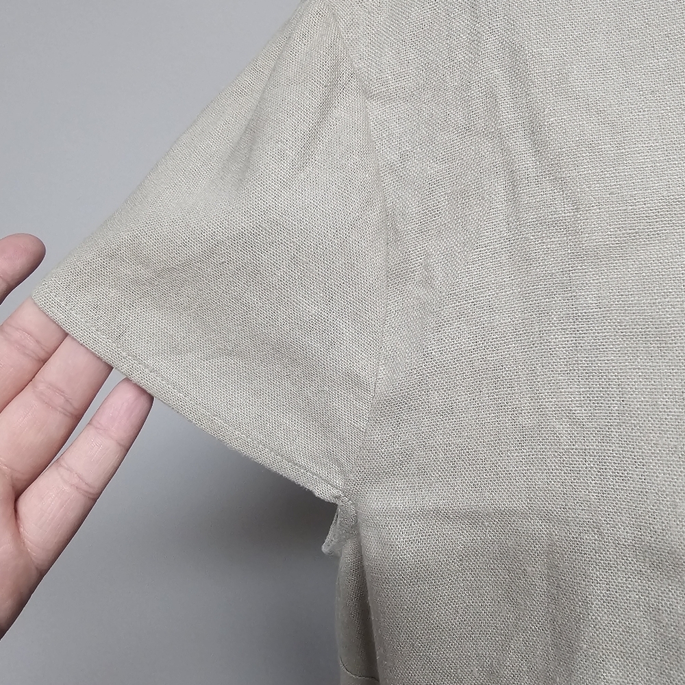 Tash & Sophie Linen Blend Lagenlook Dress Buttons Pockets Cap Sleeves Neutral - Picture 4 of 12
